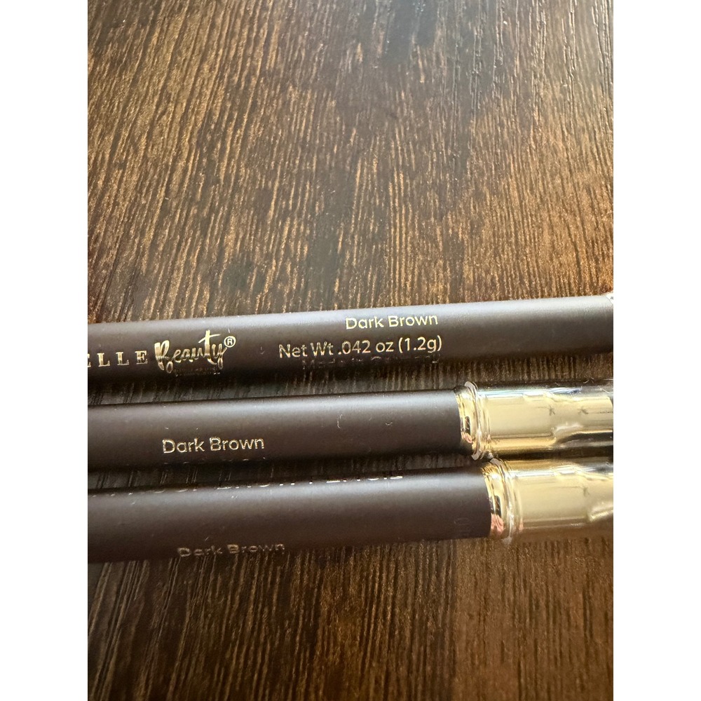 Belle Beauty How You Brow Waterproof Brow Pencil Dark Brown Set of 3 Spoolie Tip - Picture 3 of 4